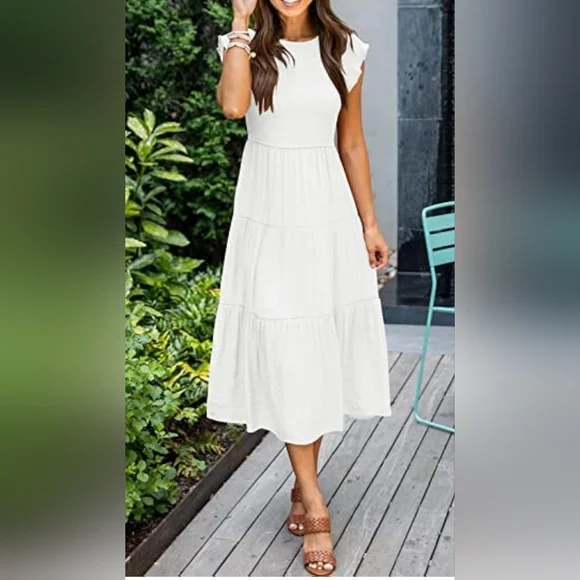 knee length dresses for ladies loom.ist Cotton Maxi Dress, Double Layered Muslin, Ethical Handwoven Summer Wear, Elegant White Fashion main image 0